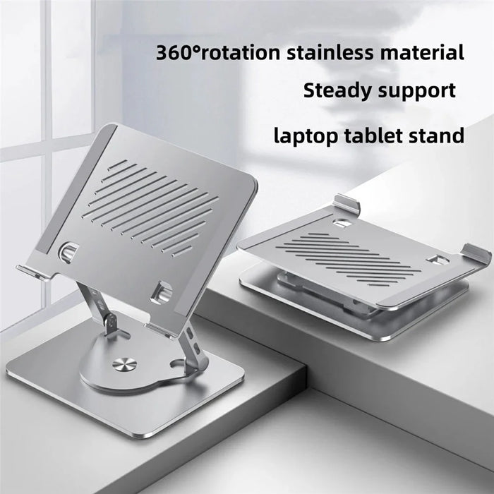 D087 Metal Desktop Laptop Heighten Bracket Rotatable Heat Dissipation Notebook Stand - Grey - 3