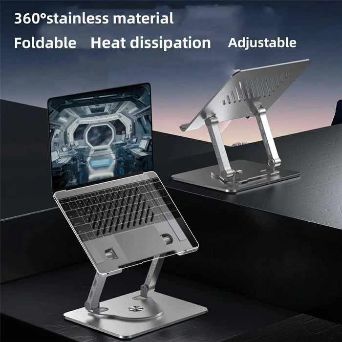 D087 Metal Desktop Laptop Heighten Bracket Rotatable Heat Dissipation Notebook Stand - Grey - 5