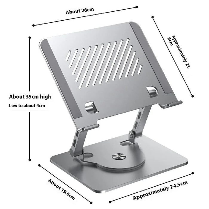 D087 Metal Desktop Laptop Heighten Bracket Rotatable Heat Dissipation Notebook Stand - Grey - 6