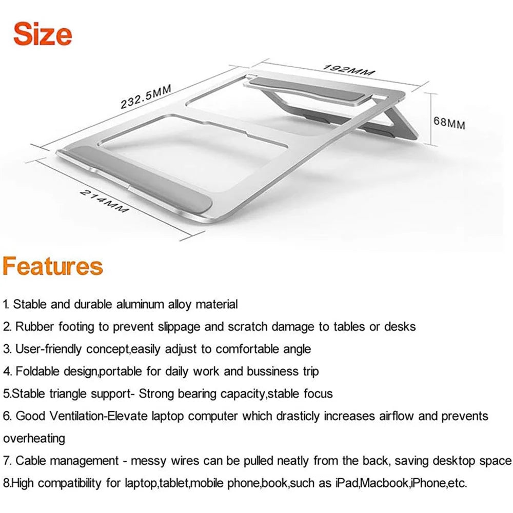 56-A Portable Desktop Notebook Stand Aluminum Alloy Laptop Cooling Heighten Bracket - 7