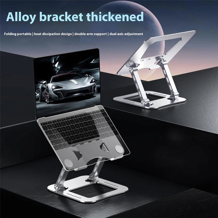 T64 Adjustable Notebook Heat Dissipation Stand Metal Desktop Foldable Laptop Bracket - Grey - 3