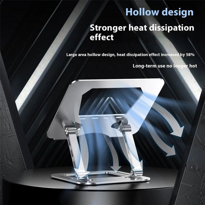 T64 Adjustable Notebook Heat Dissipation Stand Metal Desktop Foldable Laptop Bracket - Grey - 4