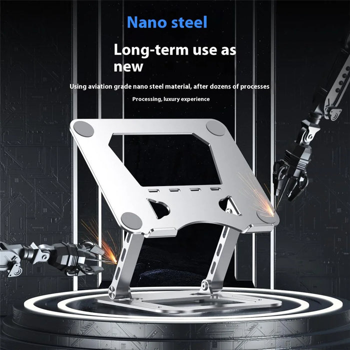 T64 Adjustable Notebook Heat Dissipation Stand Metal Desktop Foldable Laptop Bracket - Grey - 6