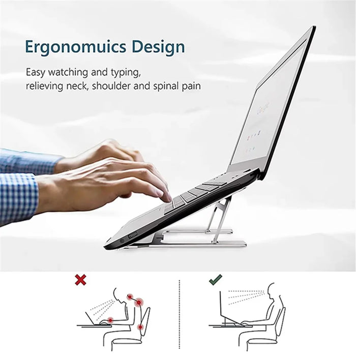 J006 Aluminum Alloy Laptop Heighten Cooling Stand Foldable Desktop Adjustable Notebook Bracket - 3
