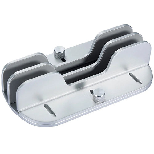 Z34A Large Size Dual Slot Notebook Vertical Storage Base Adjustable Aluminum Alloy Laptop Desktop Stand - Silver - 1