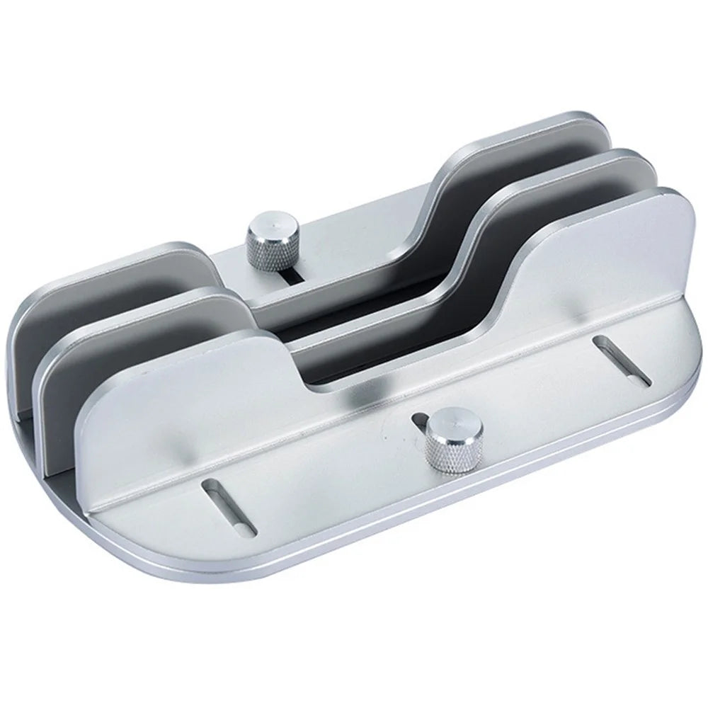 Z34A Large Size Dual Slot Notebook Vertical Storage Base Adjustable Aluminum Alloy Laptop Desktop Stand - Silver - 1