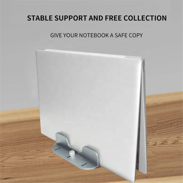 Z34A Large Size Dual Slot Notebook Vertical Storage Base Adjustable Aluminum Alloy Laptop Desktop Stand - Silver - 3