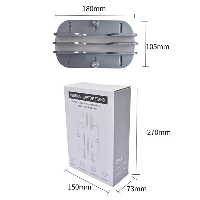 Z34A Large Size Dual Slot Notebook Vertical Storage Base Adjustable Aluminum Alloy Laptop Desktop Stand - Silver - 6