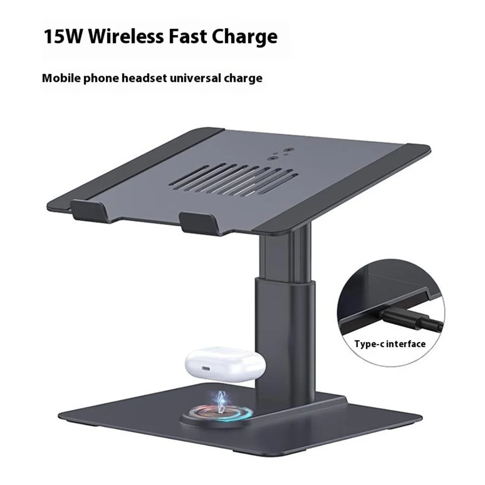 E8AW Desktop Laptop Bracket Aluminum Alloy Heat Dissipation Stand with Wireless Charging Dock - 6