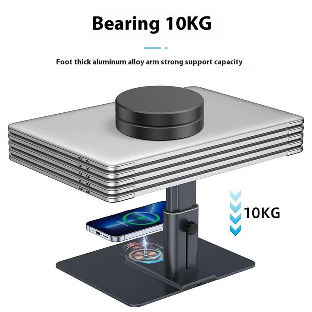 E8AW Desktop Laptop Bracket Aluminum Alloy Heat Dissipation Stand with Wireless Charging Dock - 7