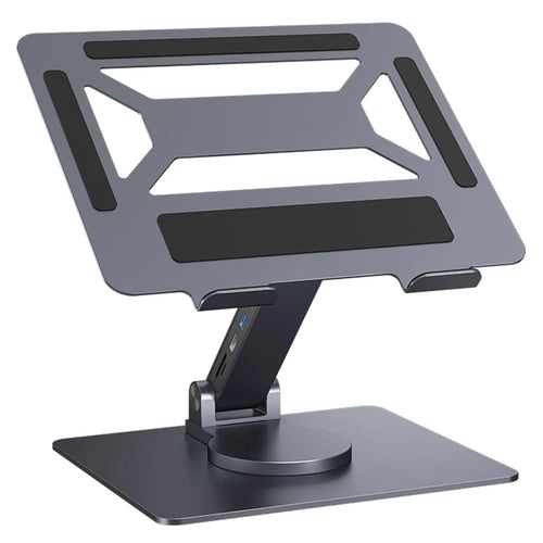 E17SU Pro Laptop Riser Stand Rotatable Desktop Bracket 8-in-1 USB Hub Docking Station - Tarnish - 1