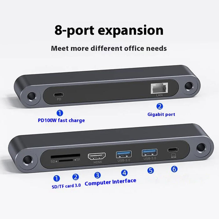 E17SU Pro Laptop Riser Stand Rotatable Desktop Bracket 8-in-1 USB Hub Docking Station - Tarnish - 6