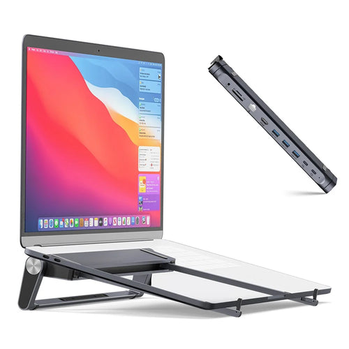 T12U For 7-17 Inch Laptop Riser Folding Tablet Bracket with 9-in-1 Hub Docking Station - 1