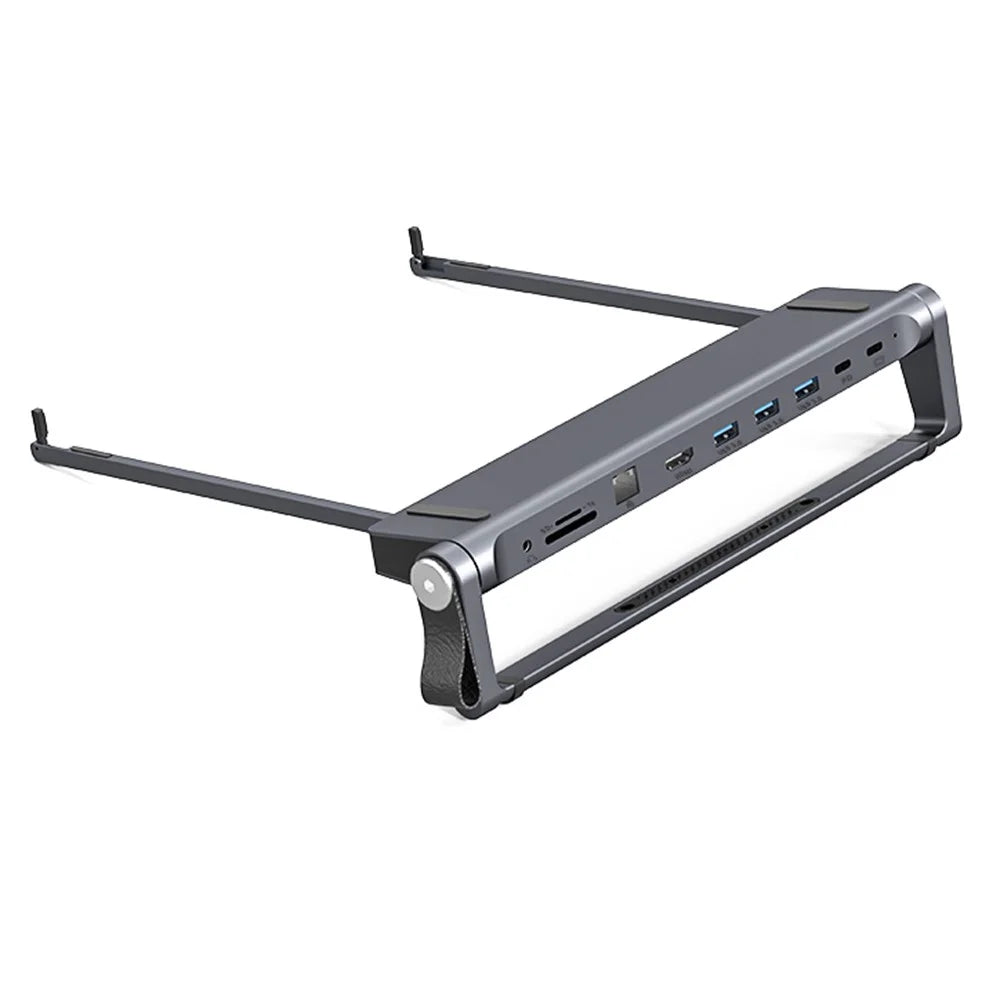T12U For 7-17 Inch Laptop Riser Folding Tablet Bracket with 9-in-1 Hub Docking Station - 3