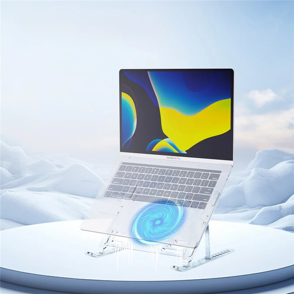 R-JUST HZ44 Foldable Height Adjustable Laptop Cooling Fan Base Metal Notebook Cooler Stand - Silver - 7