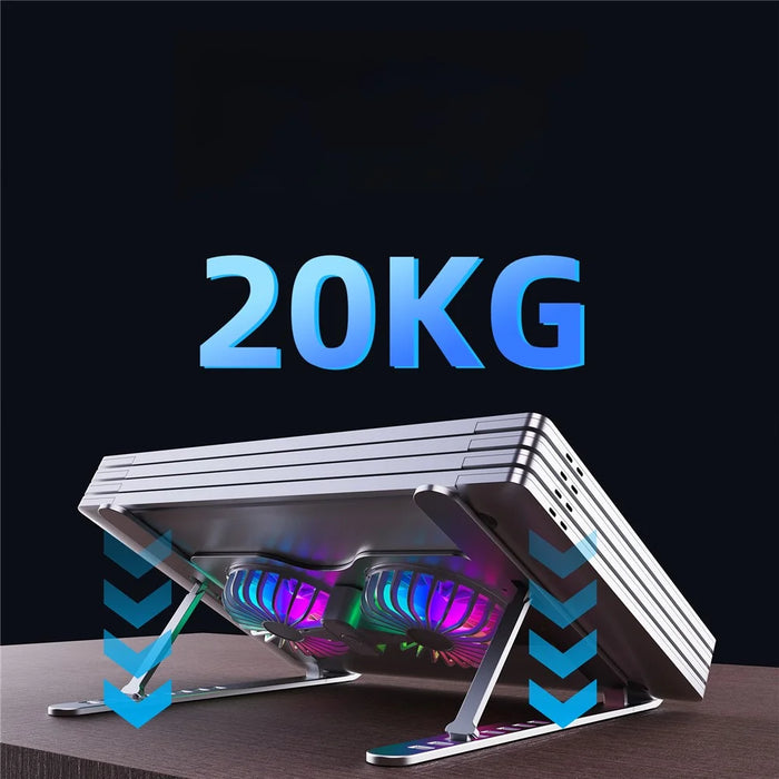 R-JUST HZ45 Foldable Height Adjustable Dual Fan Laptop Cooling Stand Notebook Metal Cooler - Silver - 3