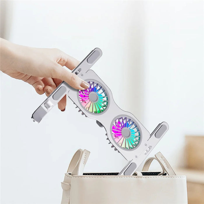 R-JUST HZ45 Foldable Height Adjustable Dual Fan Laptop Cooling Stand Notebook Metal Cooler - Silver - 4