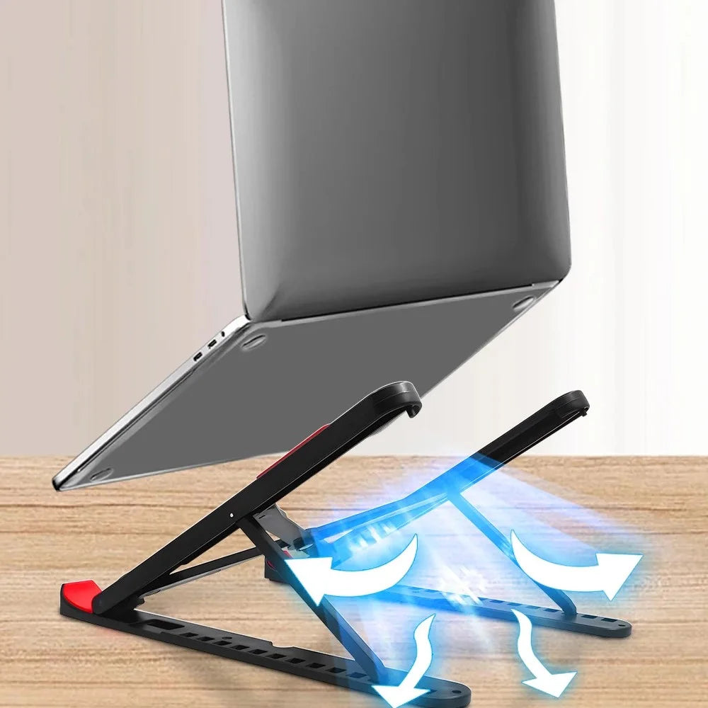 A9 Portable Laptop Stand 13 Height Adjustable Levels Foldable Notebook Desktop Riser Holder - Black - 2
