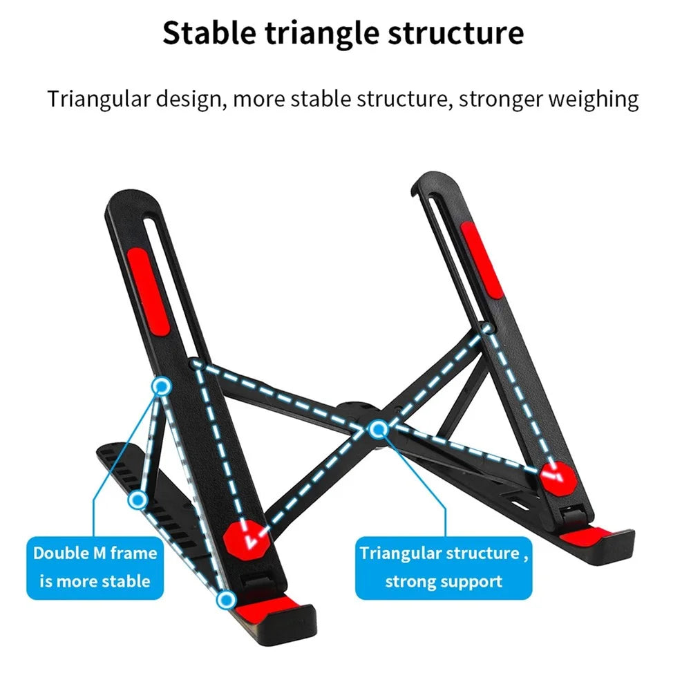 A9 Portable Laptop Stand 13 Height Adjustable Levels Foldable Notebook Desktop Riser Holder - Black - 5