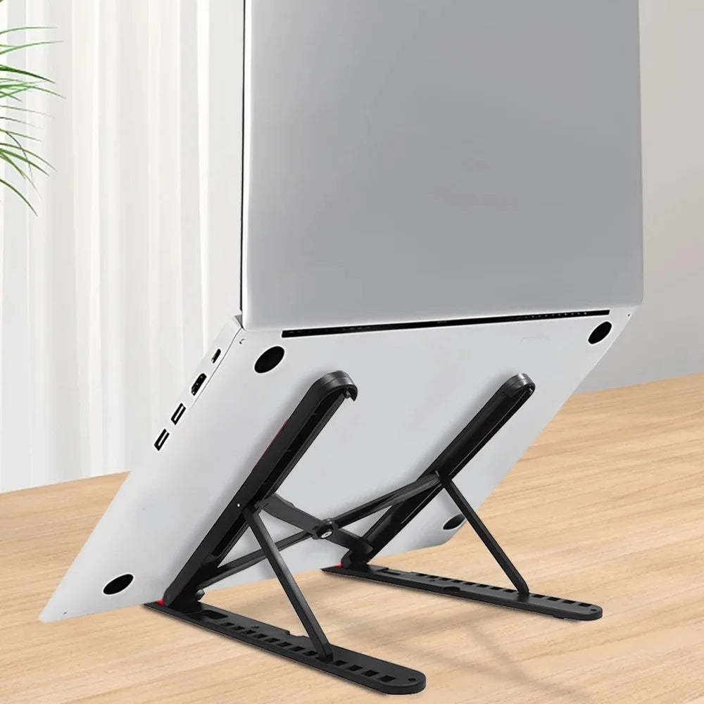 A9 Portable Laptop Stand 13 Height Adjustable Levels Foldable Notebook Desktop Riser Holder - Black - 6