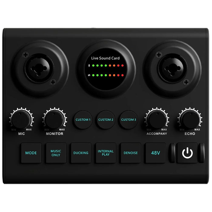 F10 Audio Mixer Sound Card 48V Phantom Power Mixer Soundcard for Live Streaming - 3