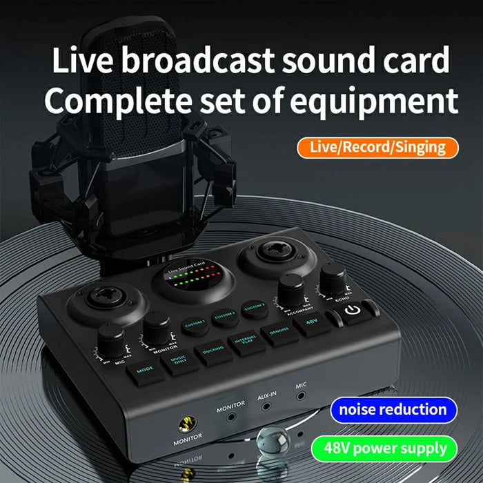 F10 Audio Mixer Sound Card 48V Phantom Power Mixer Soundcard for Live Streaming - 4