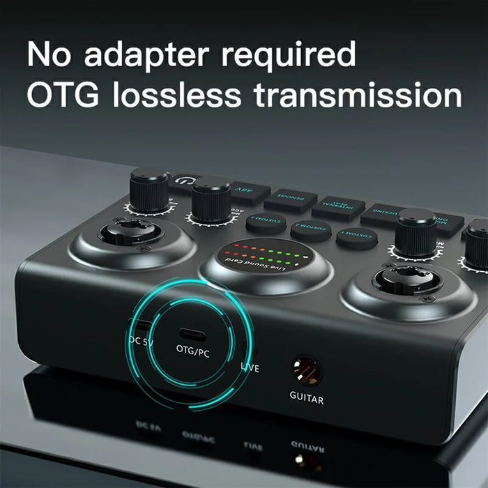 F10 Audio Mixer Sound Card 48V Phantom Power Mixer Soundcard for Live Streaming - 6