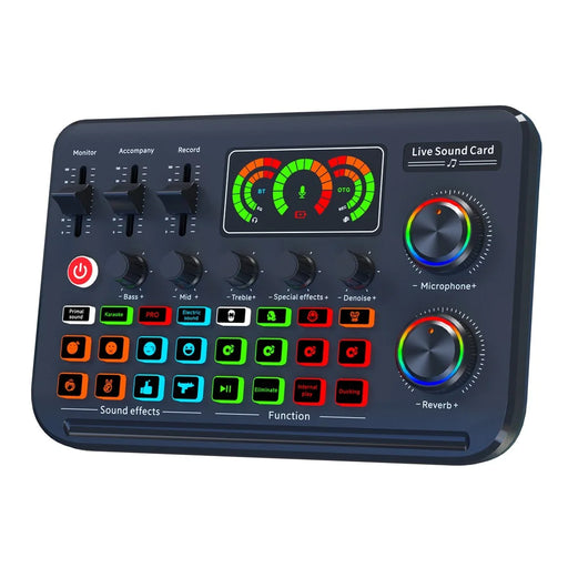 F996 Max USB Microphone Sound Card with Customizable Effects for Live Streaming / Gaming / Singing Audio Mixer - 1