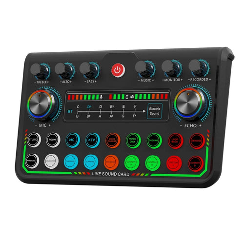 P99 Live Sound Card with DJ Mixer Effects and Voice Changer Audio Mixer for Live Streaming - 1