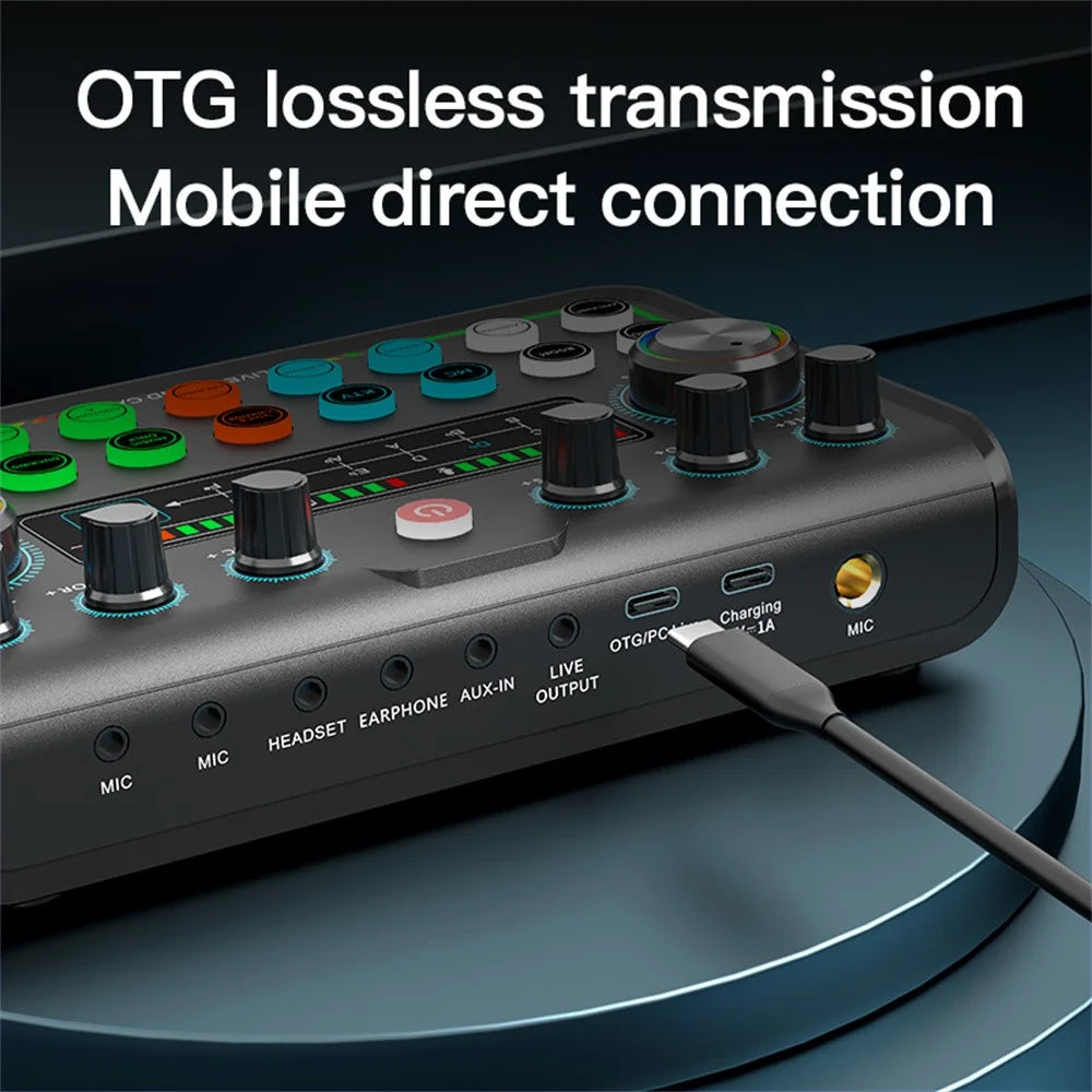 P99 Live Sound Card with DJ Mixer Effects and Voice Changer Audio Mixer for Live Streaming - 3