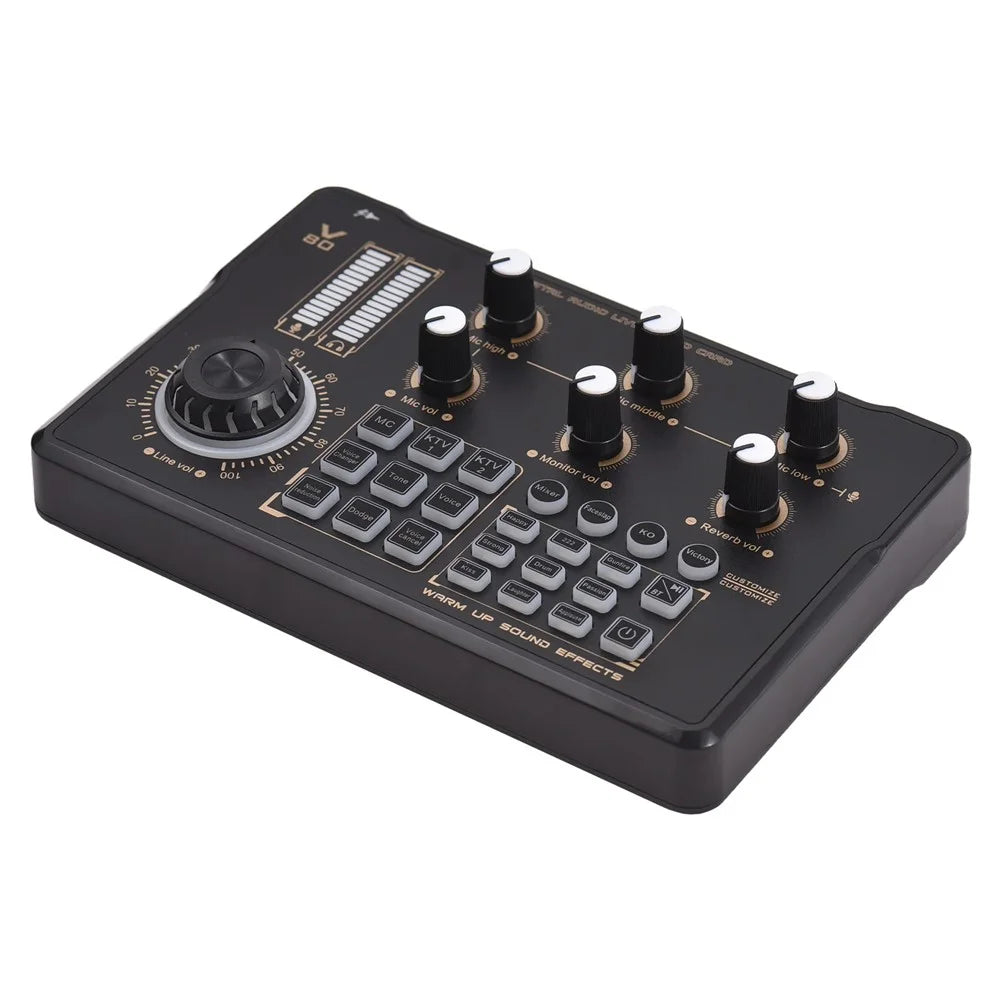 V80 Portable Live Streaming Karaoke Sound Card Mixer for Mobile Phone Computer - 2