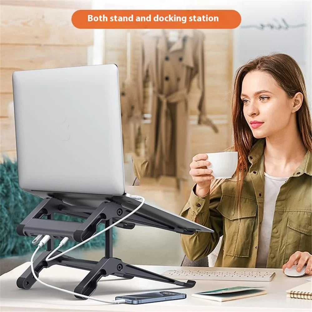 C19U Dual Layer Laptop Stand Tablet Notebook Riser Storage Rack with HD USB3.0 TF / SD Hub - 2