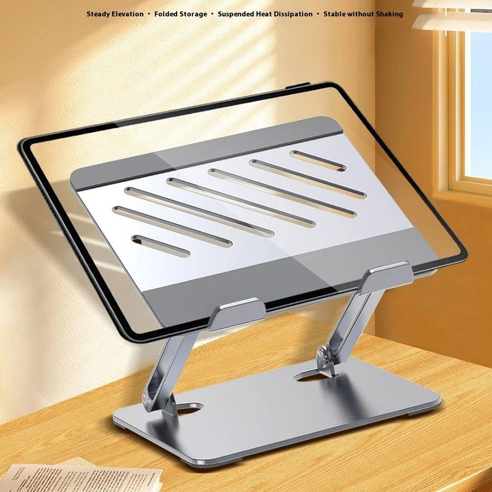 GFS02-T Carbon Steel Laptop Cooling Stand Adjustable Height Foldable Notebook Holder Bracket - Silver - 2