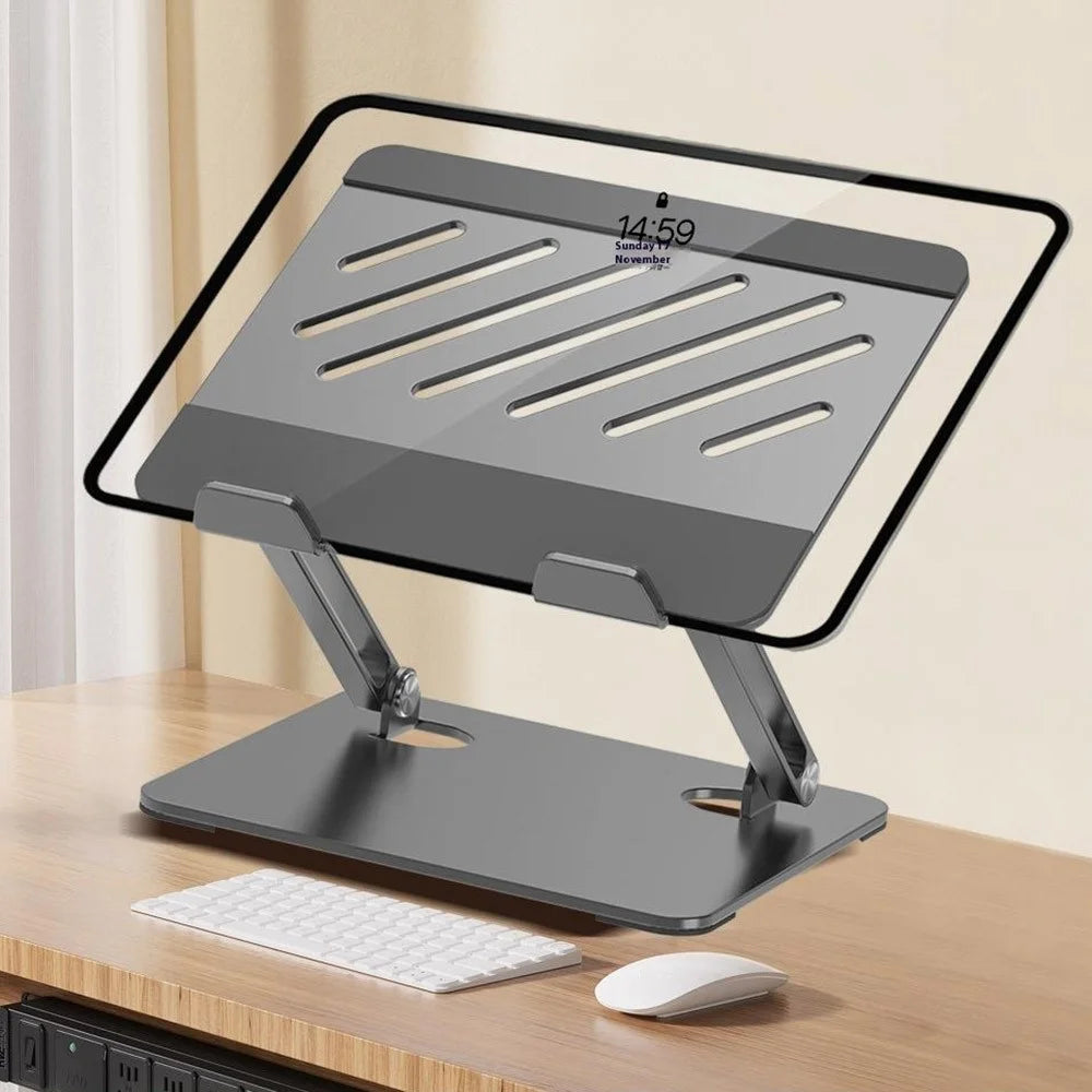 GFS02-T Carbon Steel Laptop Cooling Stand Adjustable Height Foldable Notebook Holder Bracket - Silver - 5