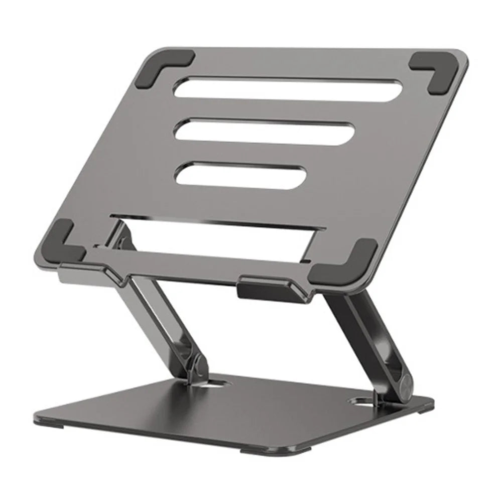 GFS03-T Carbon Steel Laptop Cooling Stand Adjustable Height Foldable Tablet Holder Notebook Bracket - Grey - 1