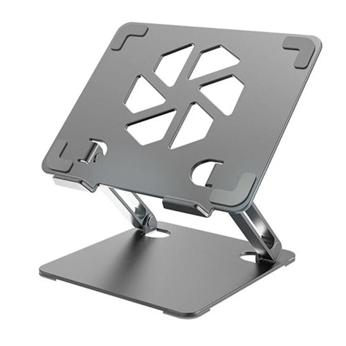 GFS06-T Carbon Steel Laptop Cooling Stand Adjustable Height Hollow Out Tablet Support for Notebooks - Grey - 1
