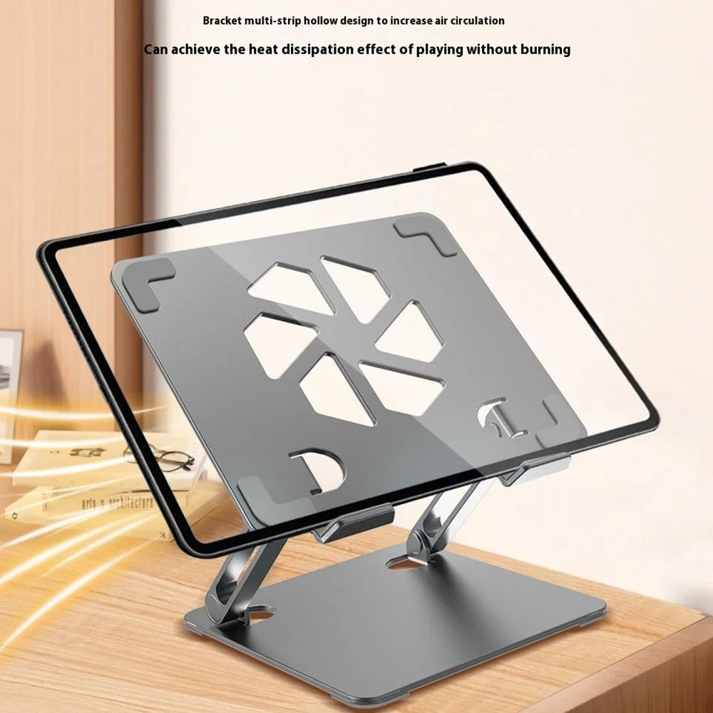 GFS06-T Carbon Steel Laptop Cooling Stand Adjustable Height Hollow Out Tablet Support for Notebooks - Grey - 4