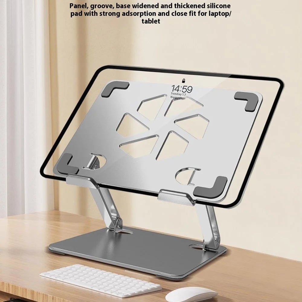 GFS06-T Carbon Steel Laptop Cooling Stand Adjustable Height Hollow Out Tablet Support for Notebooks - Grey - 5