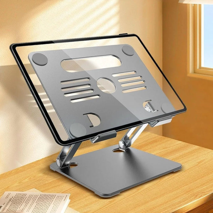 GFS08-T Notebook Bracket Carbon Steel Laptop Cooling Stand Adjustable Height Hollow Out Tablet Support - Silver - 2