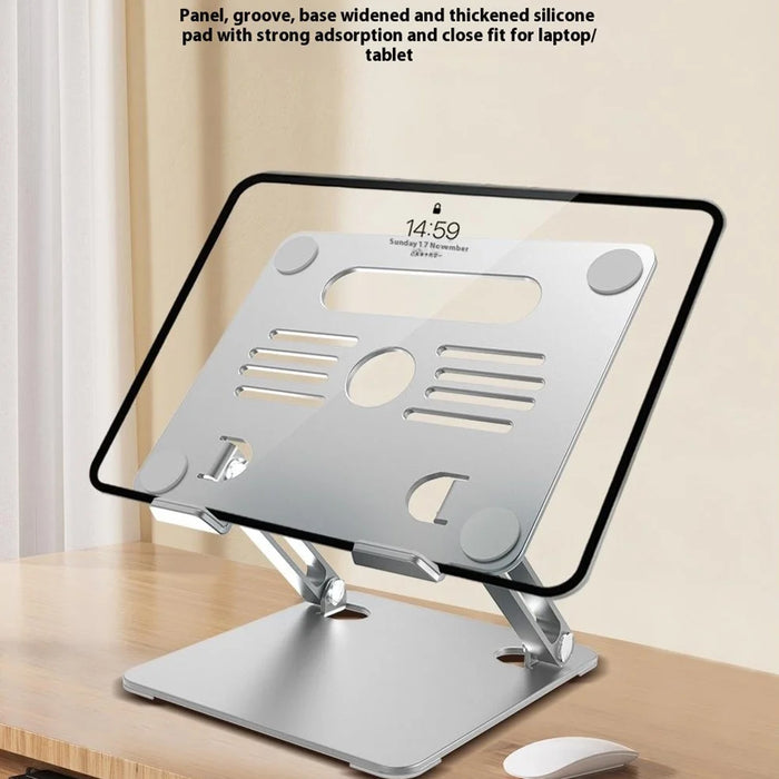 GFS08-T Notebook Bracket Carbon Steel Laptop Cooling Stand Adjustable Height Hollow Out Tablet Support - Silver - 5