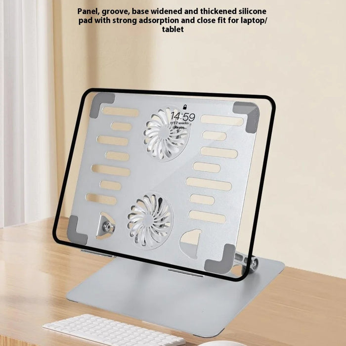 GFF01-T Carbon Steel Laptop Cooling Stand Adjustable Height Foldable Tablet Stand with Fan for Notebooks - Silver - 5