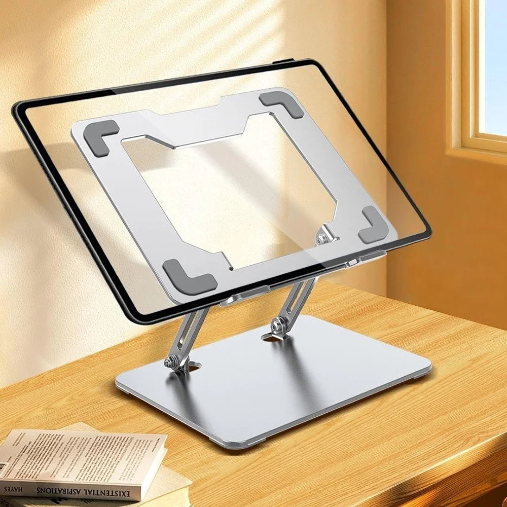 GFS012-T Foldable Carbon Steel Laptop Cooling Stand Adjustable Height Hollow Out Tablet Support - Silver - 2