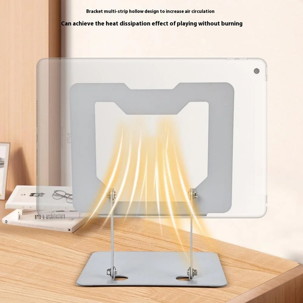 GFS012-T Foldable Carbon Steel Laptop Cooling Stand Adjustable Height Hollow Out Tablet Support - Silver - 3