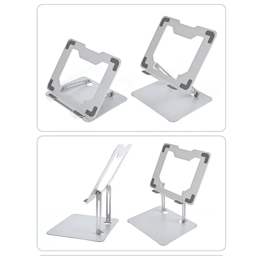 GFS012-T Foldable Carbon Steel Laptop Cooling Stand Adjustable Height Hollow Out Tablet Support - Silver - 6