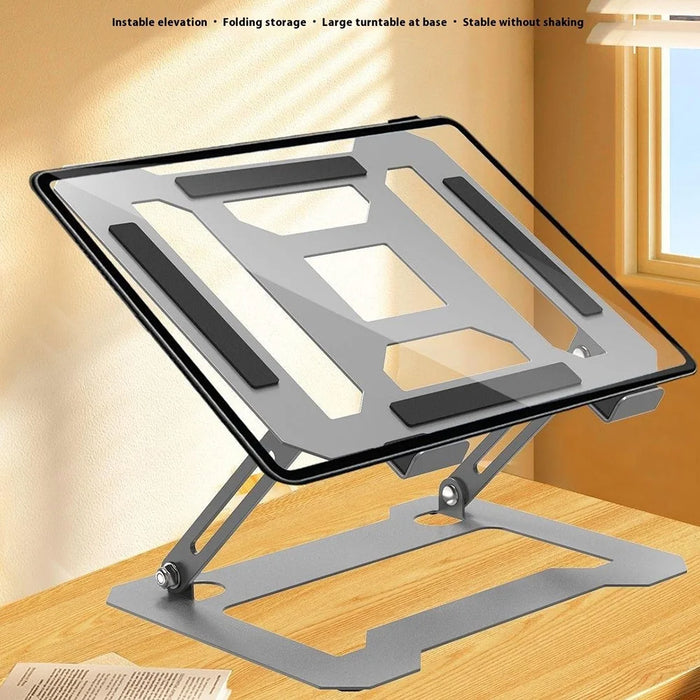 GFS13-TT Foldable Desktop Stand for Laptop Carbon Steel Adjustable Height Notebook Bracket - Grey - 2