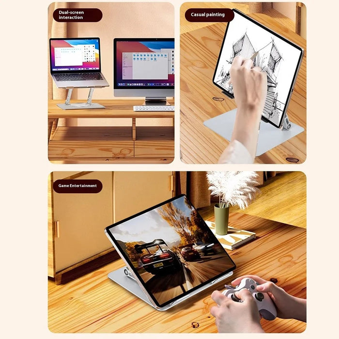GFS13-TT Foldable Desktop Stand for Laptop Carbon Steel Adjustable Height Notebook Bracket - Grey - 6