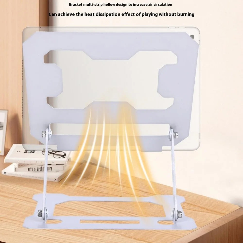 GFS14-TT 5kg Load Bearing Carbon Steel Laptop Cooling Stand Adjustable Height Hollow Out Tablet Support - Silver - 4