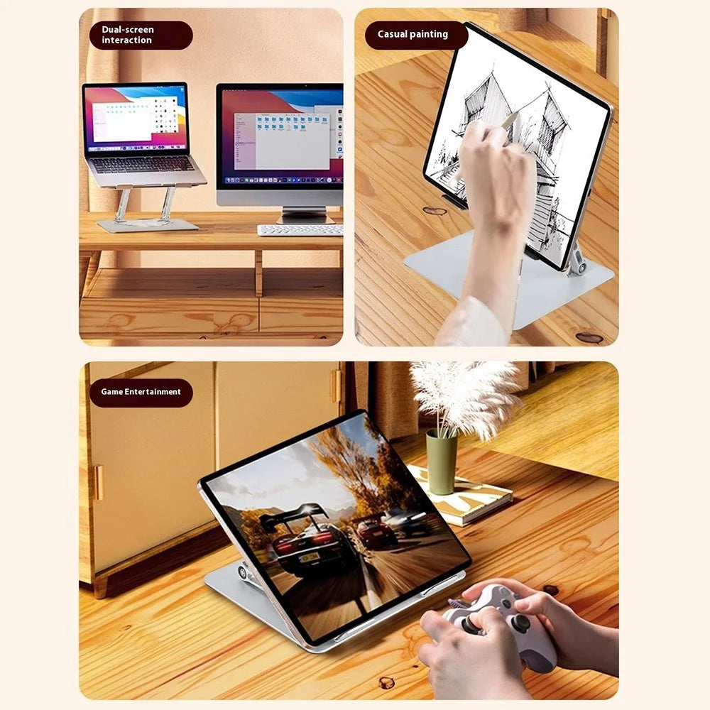 GFS14-TT 5kg Load Bearing Carbon Steel Laptop Cooling Stand Adjustable Height Hollow Out Tablet Support - Silver - 6