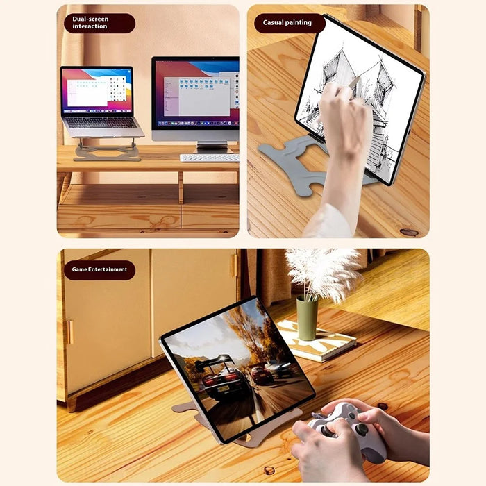 GFS015-T Carbon Steel Foldable Tablet Stand Adjustable Height Heat Dissipation Collapsible Laptop Bracket - 6