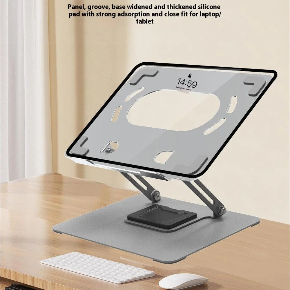 GFX07-T Laptop Holder Cooling Stand Adjustable Height 360 Degree Rotating Carbon Steel Foldable Bracket - Grey - 2